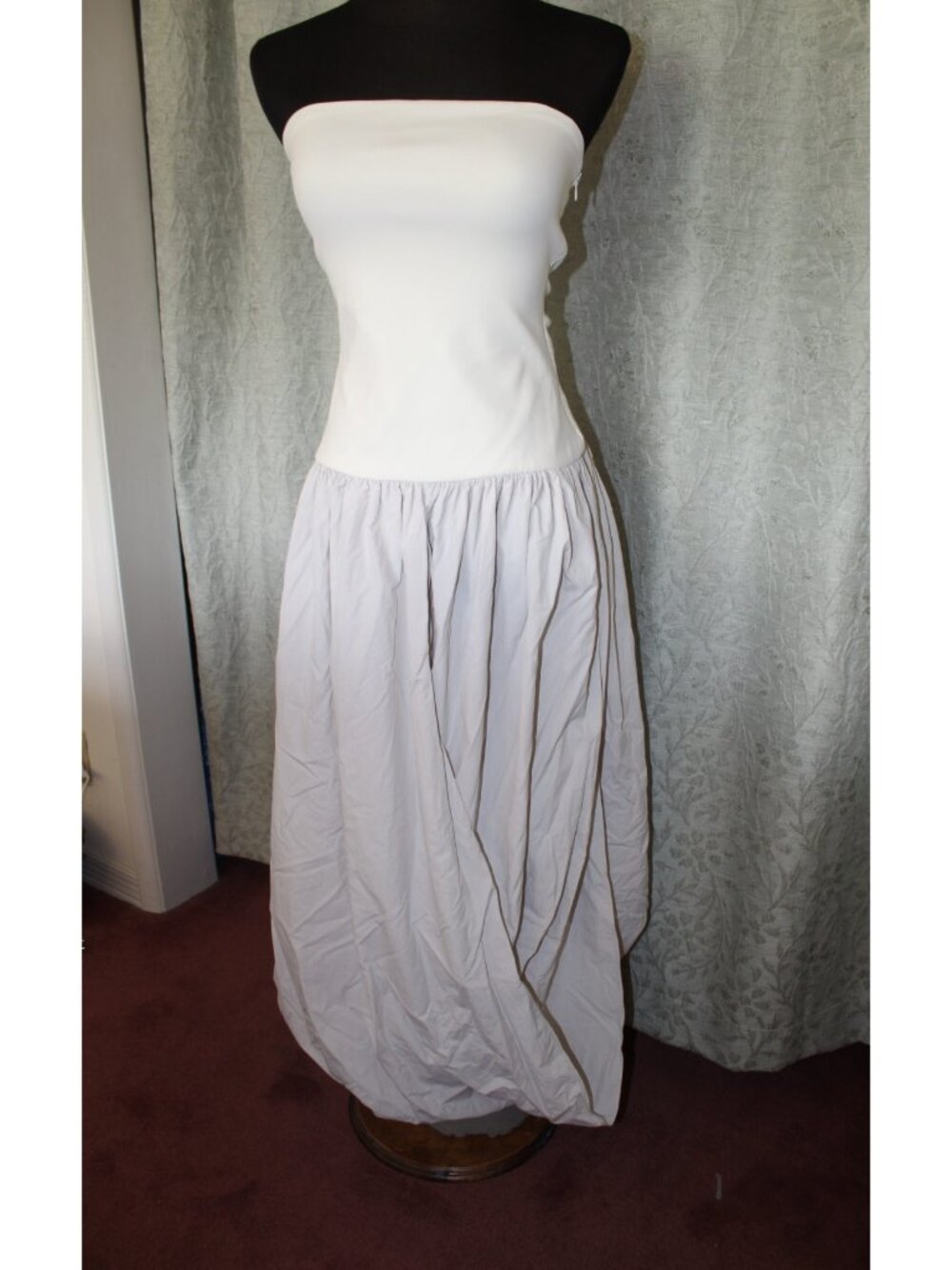 Zara Strapless Midi Dress Size XS Sleek Fitted Bodice Bubble balloon skirt Party - Picture 6 of 10